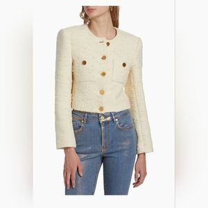 Frame Cropped cotton-blend‎ bouclé-tweed jacket In Cream